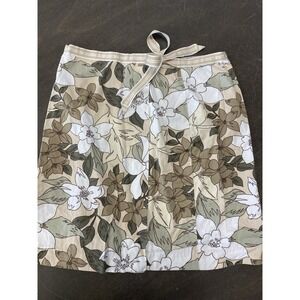 Women's Faux Wrap Skirt Tan‎ Khaki Floral Print Women's Size Medium